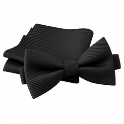 Zestaw mucha + poszetka - czarna