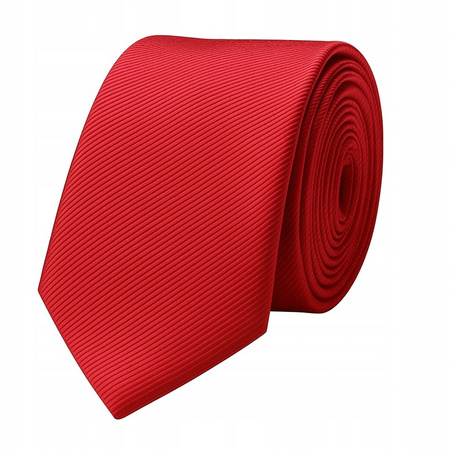 Krawat śledzik prążkowany - czerwony