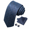 Elegancki jedwabny zestaw krawat + poszetka + spinki do mankietów