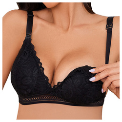 Biustonosz ciążowy stanik bezszwowy do karmienia - czarny