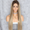 Peruka lace front długa ombre ciemny blond prosta