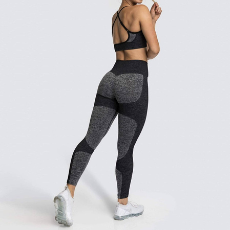 Komplet zestaw sportowy legginsy bezszwowe + top 
