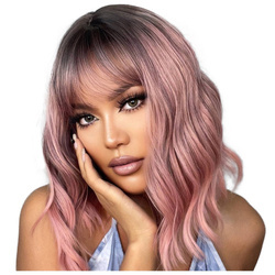 Peruka do ramion fale różowa grzywka