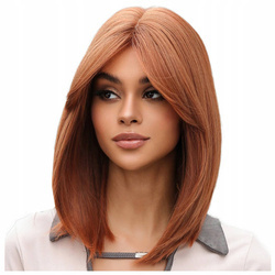 Peruka brązowa krótkie proste włosy grzywka