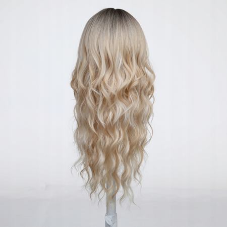 Peruka blond falowane włosy grzywka
