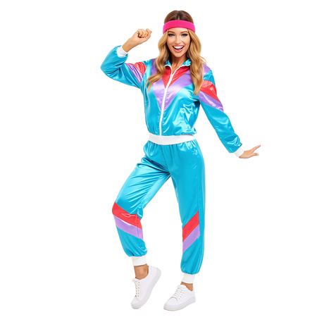 Dres w stylu retro z lat 70. i 80 - niebieski