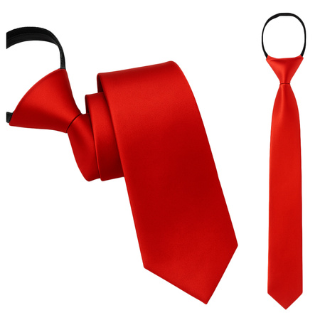 Krawat młodzieżowy z zamkiem błyskawicznym - czerwony