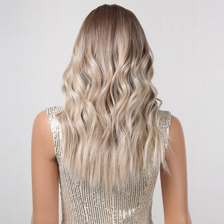 Peruka lace front długa brąz blond ombre