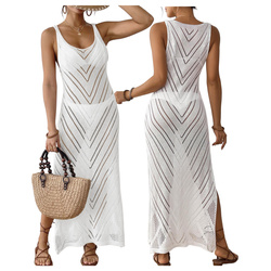 Długa ażurowa sukienka plażowa boho MAXI