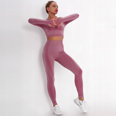 Komplet zestaw sportowy legginsy bezszwowe + top 