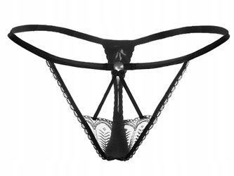 Stringi koronkowe czarne paseczki