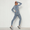 Komplet sportowy legginsy bezszwowe + top szary