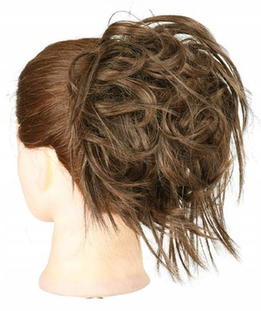 Doczepiany kok na gumce treska gęste włosy