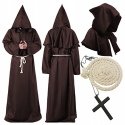Przebranie mnicha z kapturem - brązowy