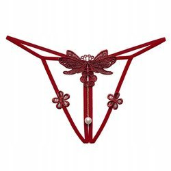 Stringi damskie paseczki z rozcięciem perełka