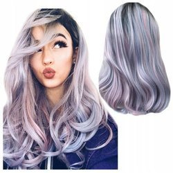 Peruka ombre pasemka fiolet róż długa Jednorożec