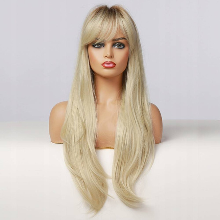 Peruka z grzywka falowana ombre rudy blond