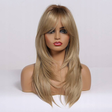 Peruka długa ombre blond prosta grzywka