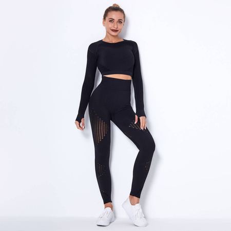 Komplet zestaw sportowy legginsy bezszwowe + top 