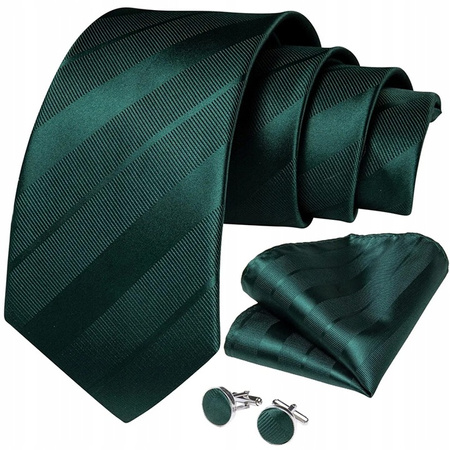 Żakardowy zestaw - krawat + poszetka + spinki