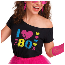 Koszulka lata 80. czarna bluzka disco "I LOVE 80'S"