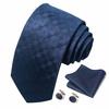 Elegancki jedwabny zestaw krawat + poszetka + spinki do mankietów