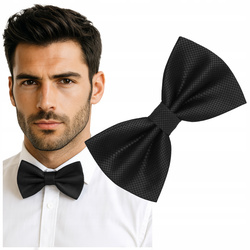 Muszka męska w drobną kratkę - czarna