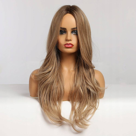 Peruka długa ombre ciemny blond fale