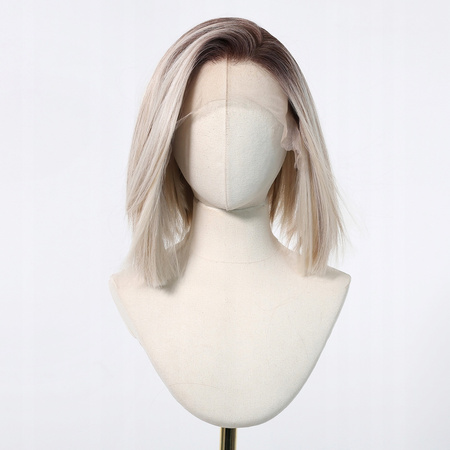 Peruka do ramion lace front platynowa prosta