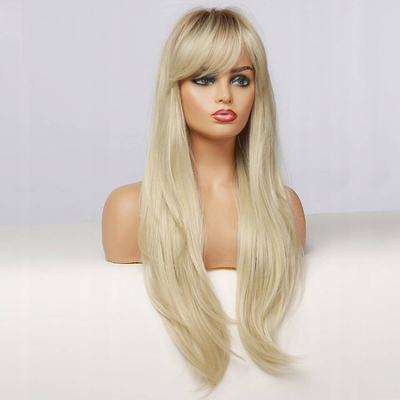 Peruka z grzywka falowana ombre rudy blond