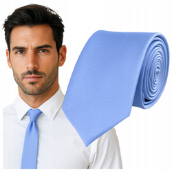 Krawat śledzik prążkowany - jasnoniebieski