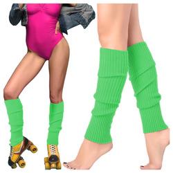 Zielone prążkowane ocieplacze na nogi – getry