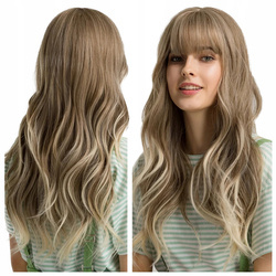 Peruka blond brąz ombre długie włosy grzywka