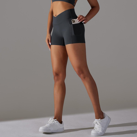 Szorty sportowe spodenki fitness z wysokim stanem