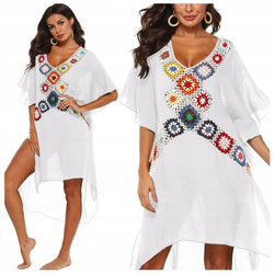 Pareo plażowe z haftem tunika na lato