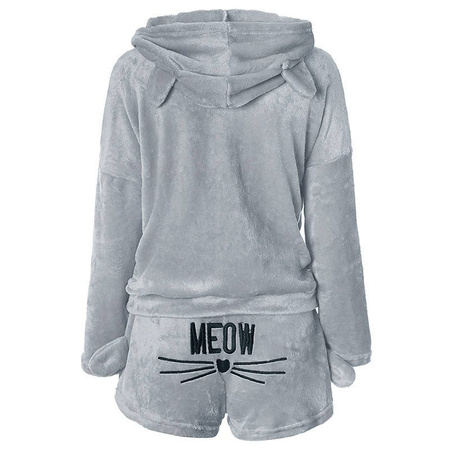 Ciepła piżama kotek pluszowa meow szara