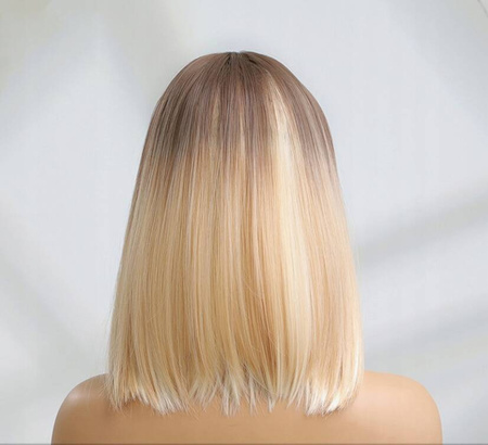 Peruka brąz blond ombre prosta do ramion