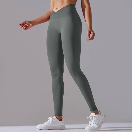 Legginsy sportowe z wysoki stanem i  marszczeniami
