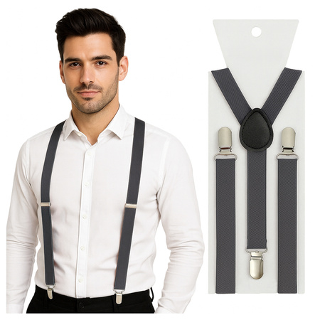 Szelki do spodni 2,5 cm grafitowy