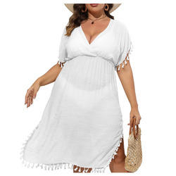 Sukienka plażowa pareo plus size BIAŁA