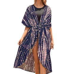 Pareo długa narzutka plażowa tunika z paskiem