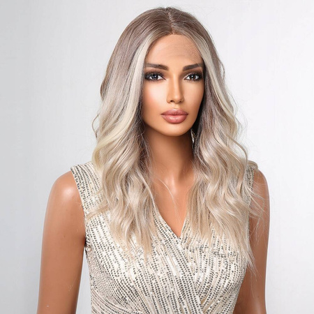 Peruka lace front długa brąz blond ombre