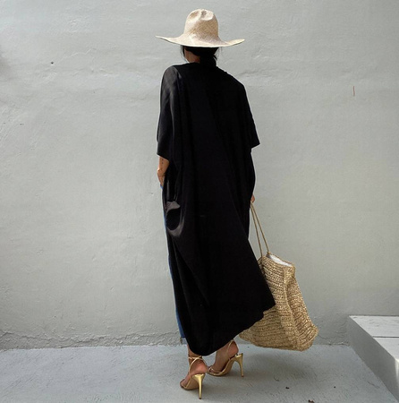 Pareo długa narzutka plażowa tunika z paskiem