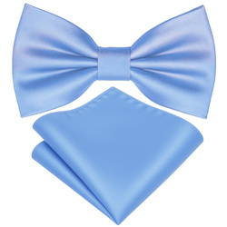 Zestaw mucha + poszetka - jasny niebieski GŁADKIE