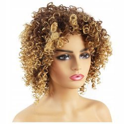 Peruka afro ombre brąz blond loki