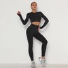Komplet sportowy legginsy bezszwowe + top czarny