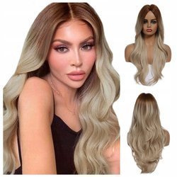 Peruka długa ombre blond brąz fale