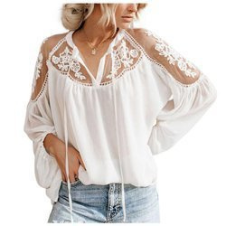 Biała bluzka koszula boho siateczka