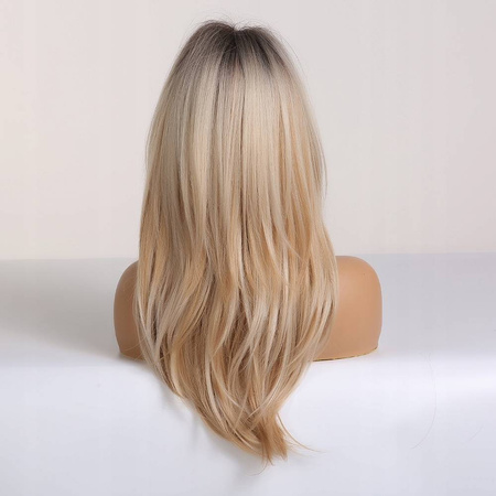 Peruka długa ombre blond prosta grzywka