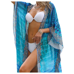 Narzutka plażowa boho długa print